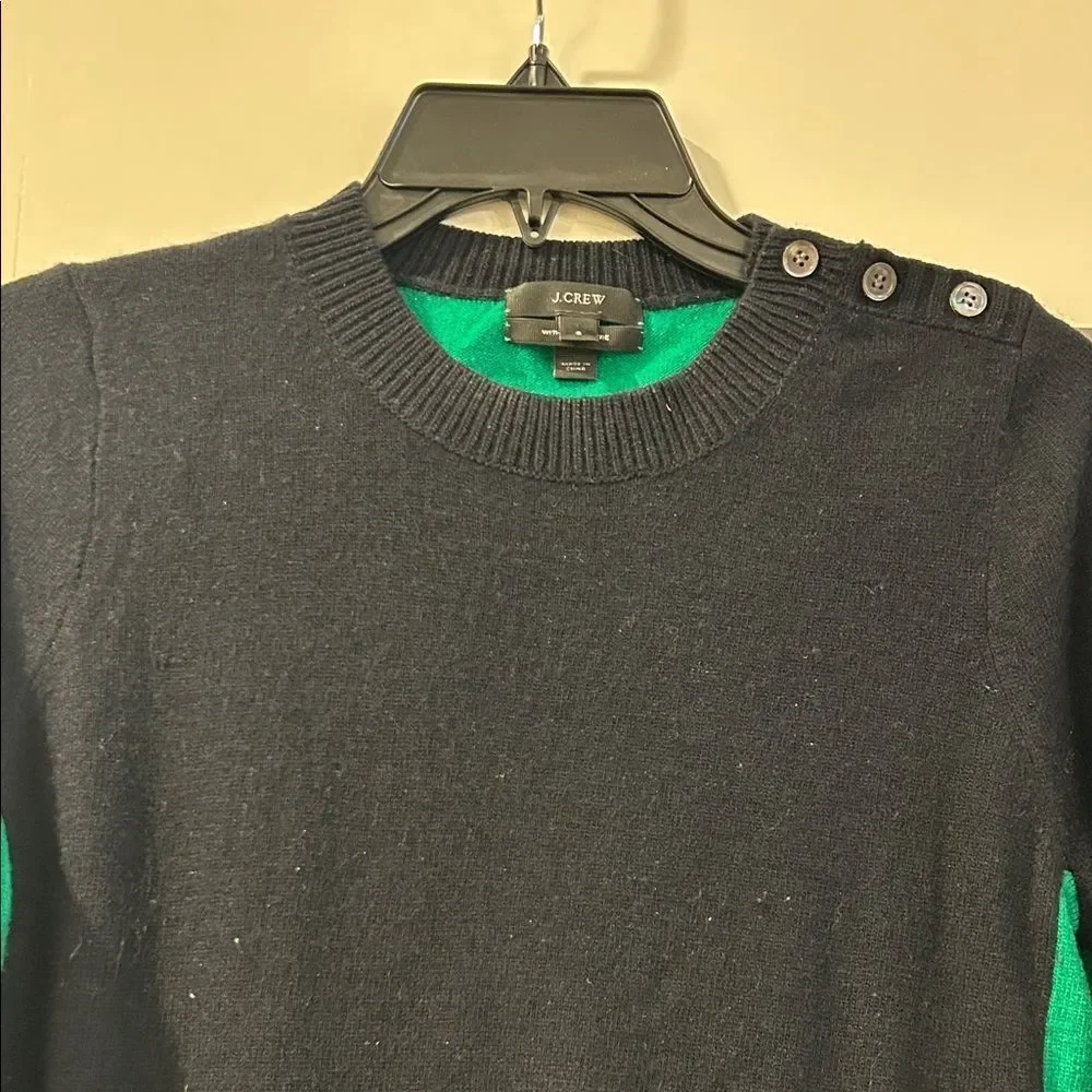 J. Crew Black and Green Sweater, Size Small